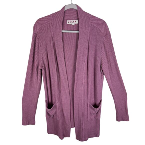 DOLAN West Coast Collection Mauve Oversized Open Ribbed Cardigan Pockets Size M - Picture 1 of 6